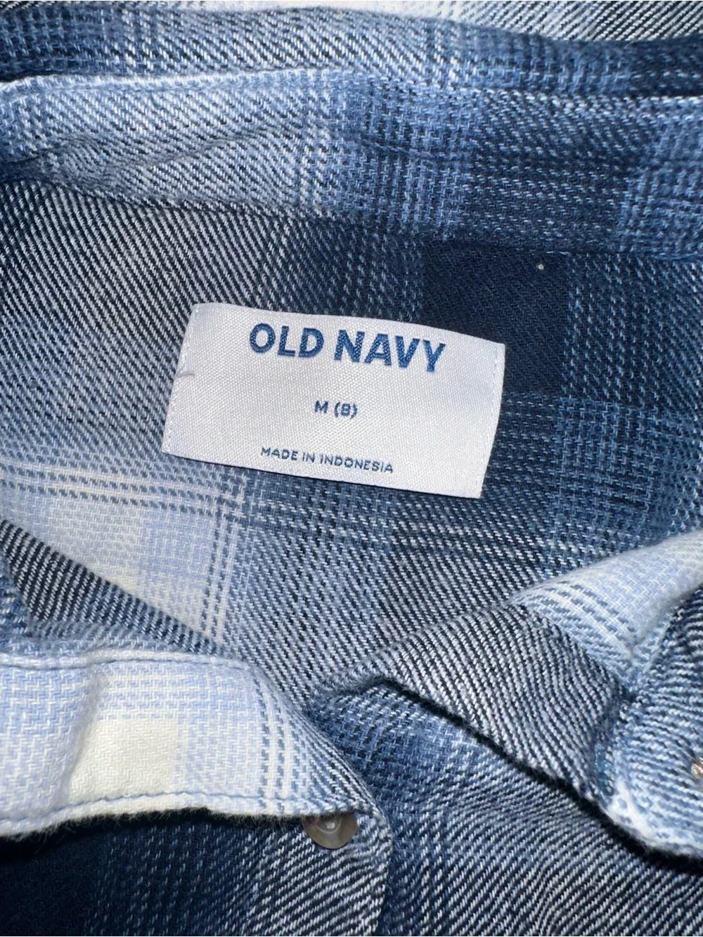 Old Navy Navy and White Plaid Button-Down Shirt for Kids